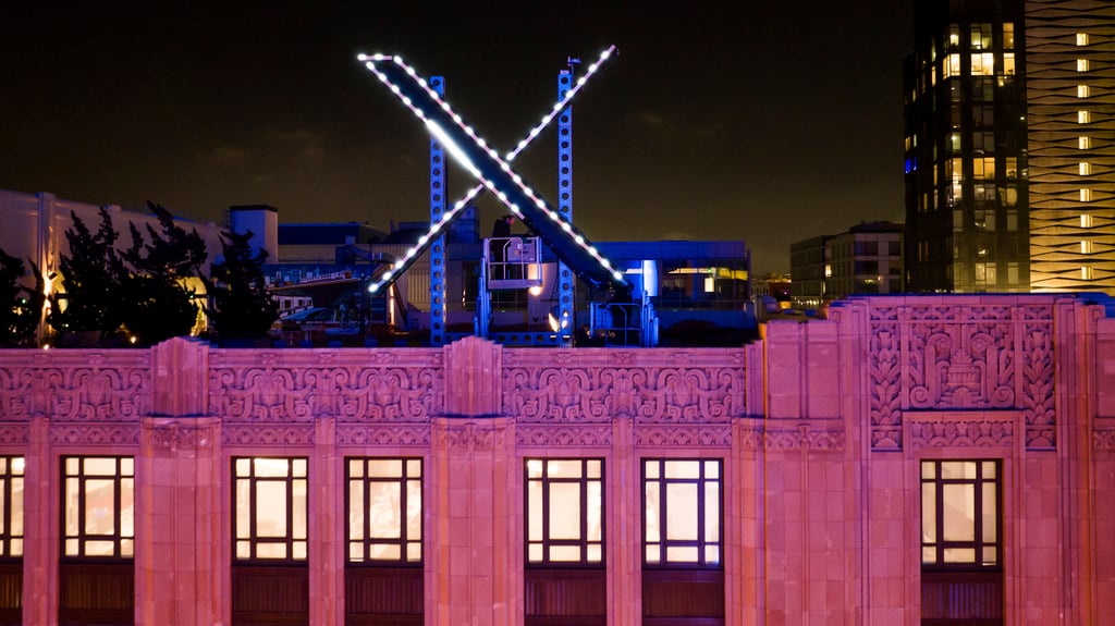 An “X” sign atop the company headquarters in downtown San Francisco. Photo: AP Photo