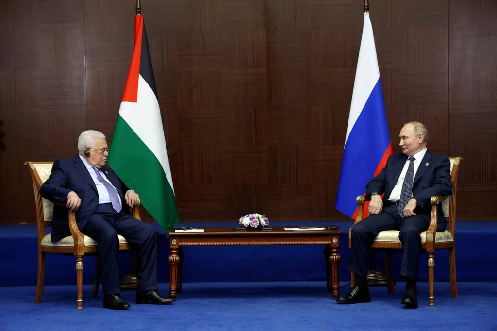 Russia’s President Vladimir Putin and Palestinian President Mahmoud Abbas in Astana, Kazakhstan in October 2022. Photo: Sputnik / Vyacheslav Prokofyev / Pool via Reuters Russia’s President Vladimir Putin and Palestinian President Mahmoud Abbas in Astana, Kazakhstan in October 2022. Photo: Sputnik / Vyacheslav Prokofyev / Pool via Reuters