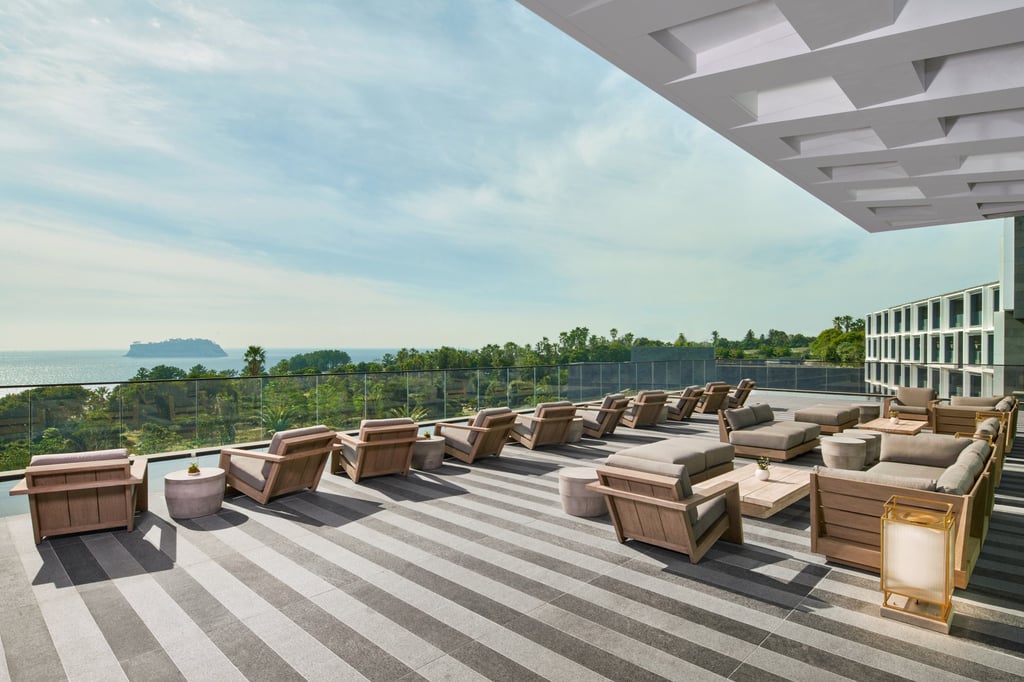 The lounge outdoor terrace at the JW Marriott Jeju Resort & Spa. Photo: Handout