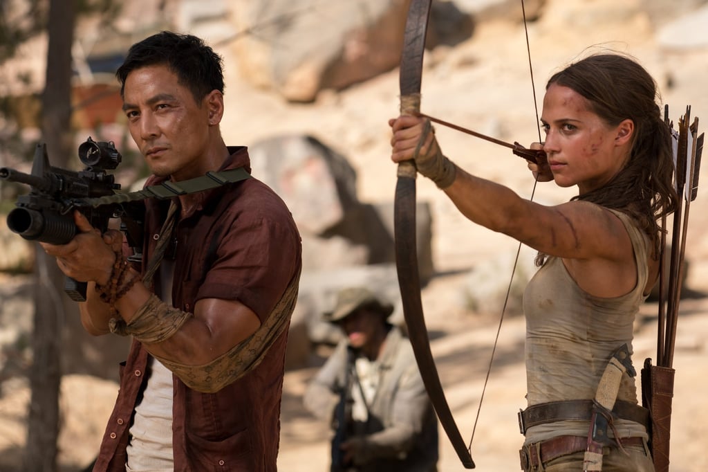 Wu and Alicia Vikander in a still from “Tomb Raider” (2018). Photo: Warner Bros Entertainment