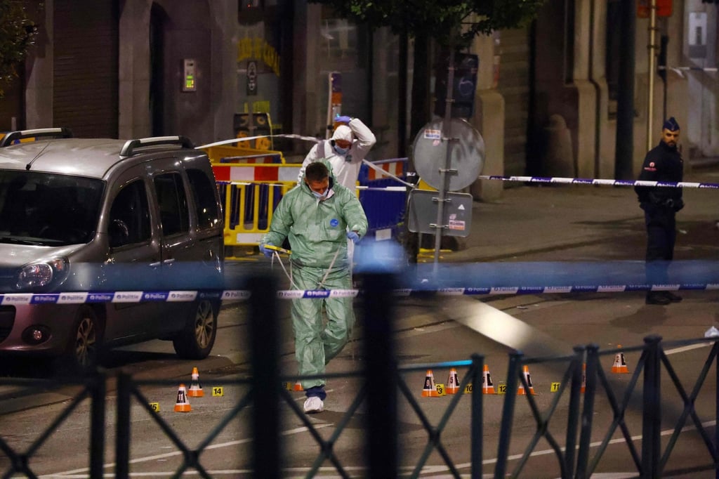 Belgian police investigate the shooting of two Swedish nationals on Monday night in Brussels. Photo: AFP