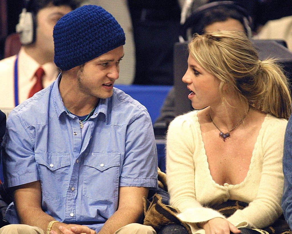 Pop superstars Britney Spears and Justin Timberlake talk as they sit courtside at the NBA All-Star game in Philadelphia, US, in 2002. Photo: AFP Pop superstars Britney Spears and Justin Timberlake talk as they sit courtside at the NBA All-Star game in Philadelphia, US, in 2002. Photo: AFP