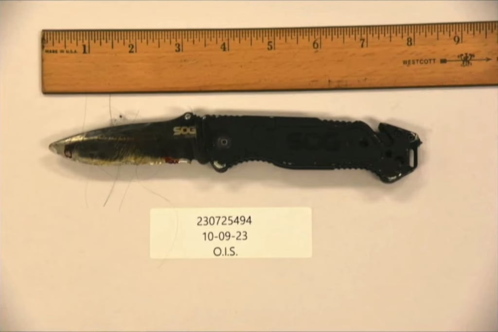 The knife found on suspect Zhanyuan Yang, who crashed his vehicle into the Chinese consulate building in San Francisco on October 9. Photo: San Francisco Police Department The knife found on suspect Zhanyuan Yang, who crashed his vehicle into the Chinese consulate building in San Francisco on October 9. Photo: San Francisco Police Department