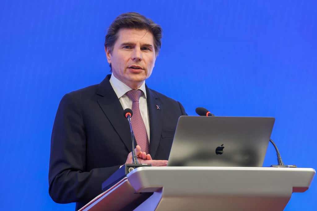 Nicolas Aguzin , CEO of Hong Kong Exchanges and Clearing, seen during media briefing in Central in February 2023. Photo: Jonathan Wong Nicolas Aguzin , CEO of Hong Kong Exchanges and Clearing, seen during media briefing in Central in February 2023. Photo: Jonathan Wong