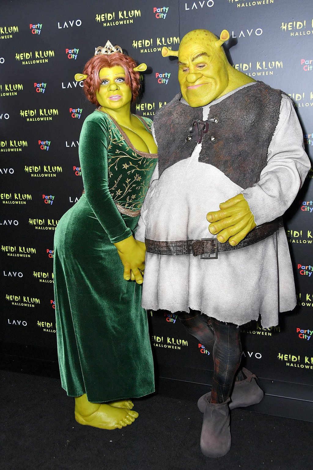 Heidi Klum and Tom Kaulitz show up dressed as Princess Fiona and Shrek to Klum’s 19th annual Halloween party at Lavo in New York in 2018. Photo: Getty Images