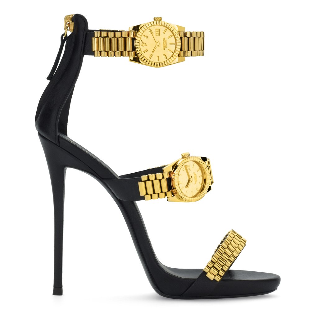 Giuseppe Zanotti stilettos with watches for straps. Photo: Handout