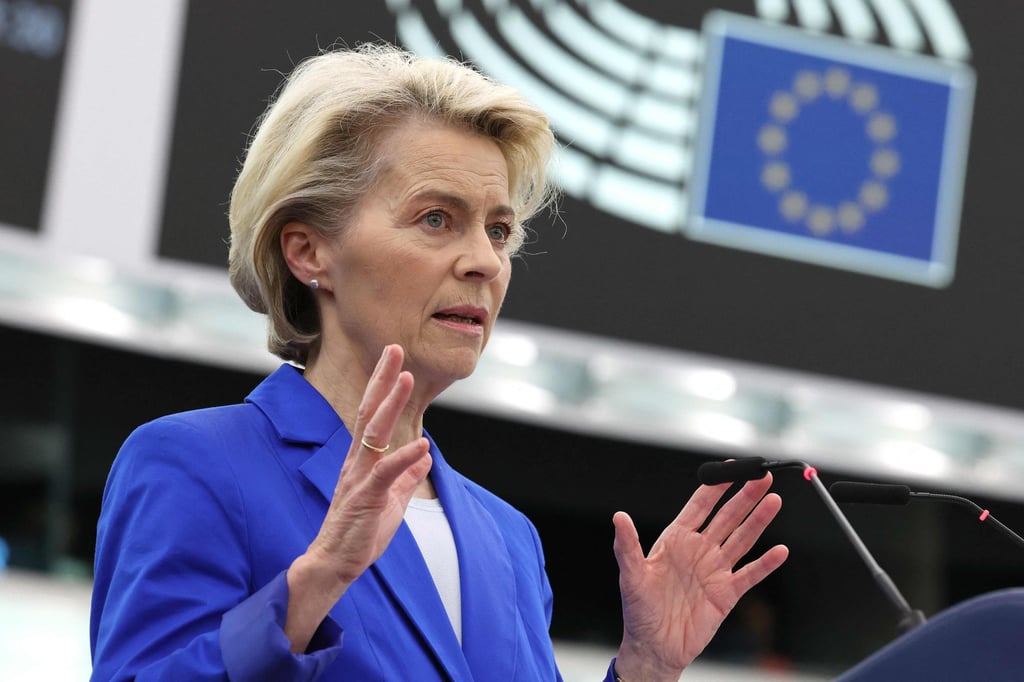 European Commission President Ursula von der Leyen has sought to “de-risk” the EU’s ties to China. Photo: AFP European Commission President Ursula von der Leyen has sought to “de-risk” the EU’s ties to China. Photo: AFP