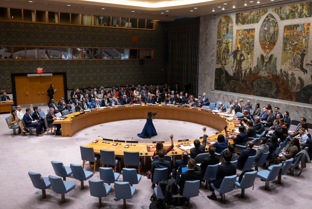Members of the UN Security Council hold a vote in New York on Wednesday on a draft resolution put forward by the US related to the military conflict between Israel and Hamas. Photo: EPA-EFE Members of the UN Security Council hold a vote in New York on Wednesday on a draft resolution put forward by the US related to the military conflict between Israel and Hamas. Photo: EPA-EFE