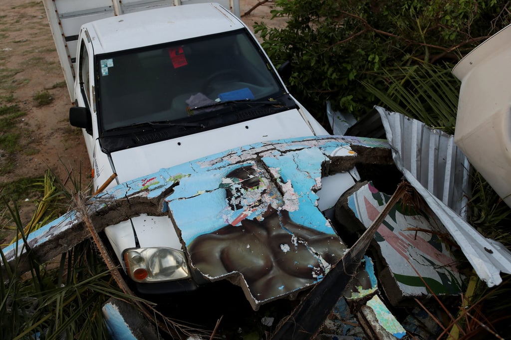 A damaged vehicle in Acapulco, Mexico, after Hurricane Otis hit. Photo: Reuters