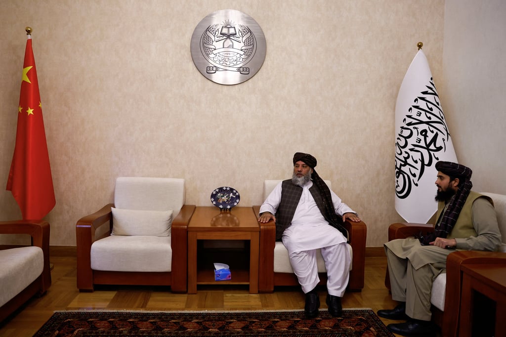 Haji Nooruddin Azizi (left) at the Embassy of Afghanistan in Beijing on October 19. Photo: Reuters