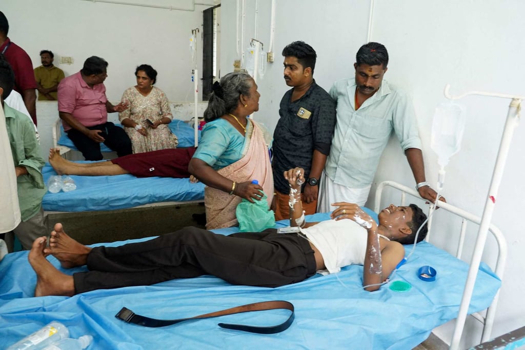 Victims receive medical treatment at a hospital on Sunday after a series of explosions during a Jehovah’s Witnesses meeting at a convention centre in Kalamassery. Photo: AFP Victims receive medical treatment at a hospital on Sunday after a series of explosions during a Jehovah’s Witnesses meeting at a convention centre in Kalamassery. Photo: AFP