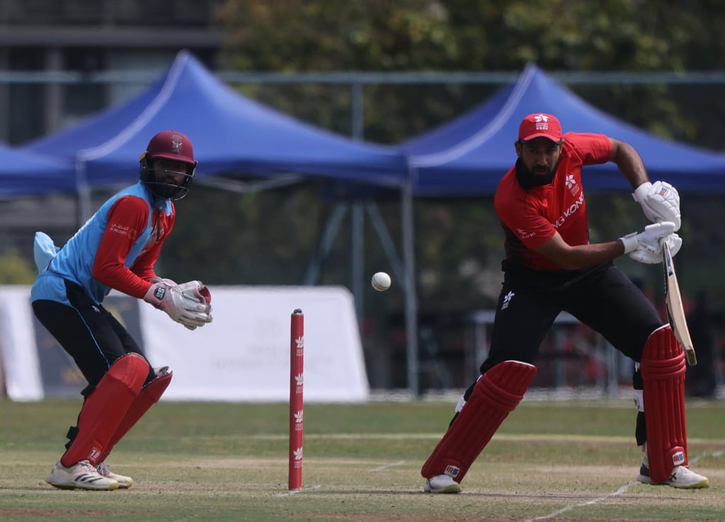 Babar Hayat was dismissed for six as Hong Kong collapsed to 13 for three. Photo: Jonathan Wong