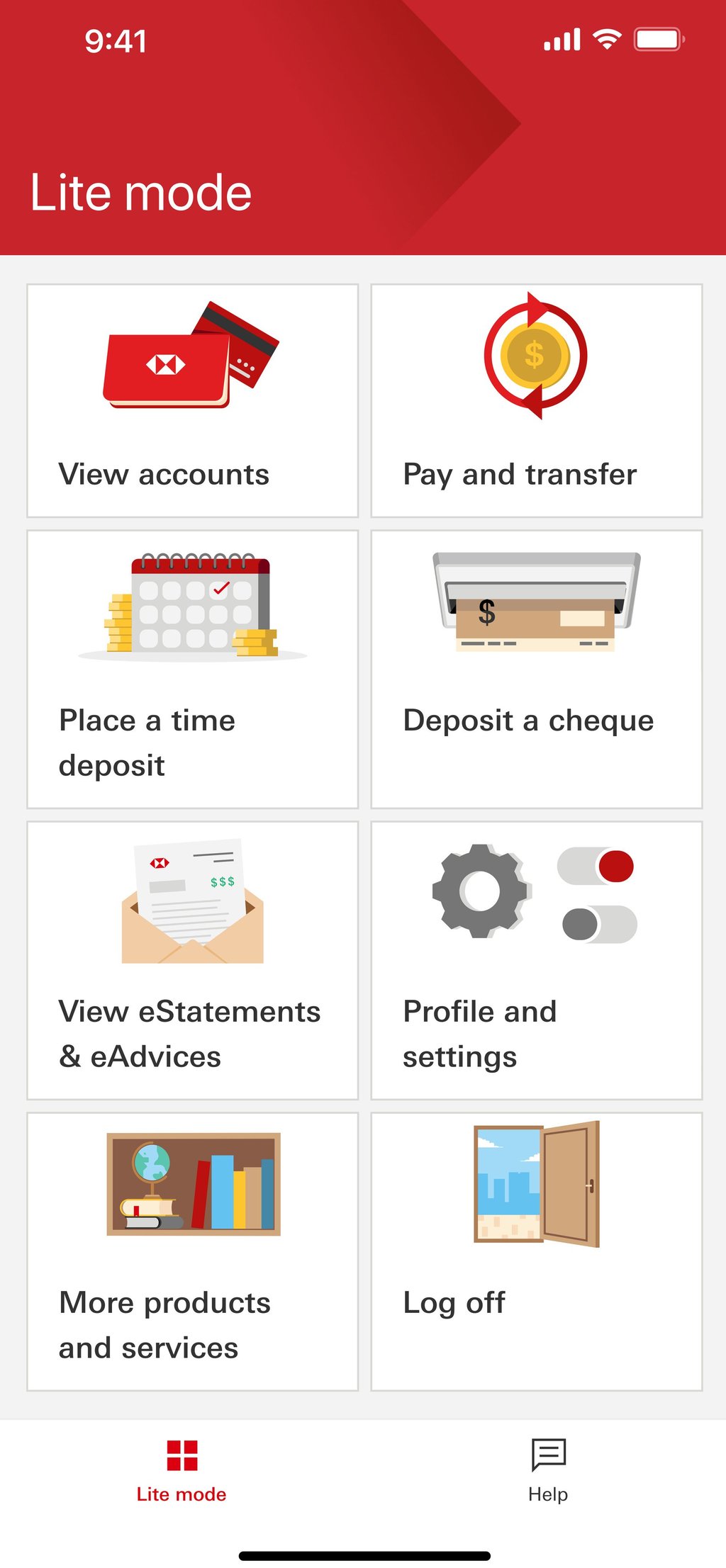 The HSBC Mobile app has over 2 million active users and offers a host of features. A simplified Lite Mode version (pictured) was launched in October last year to cater to digital novices, and has attracted 360,000 users.
