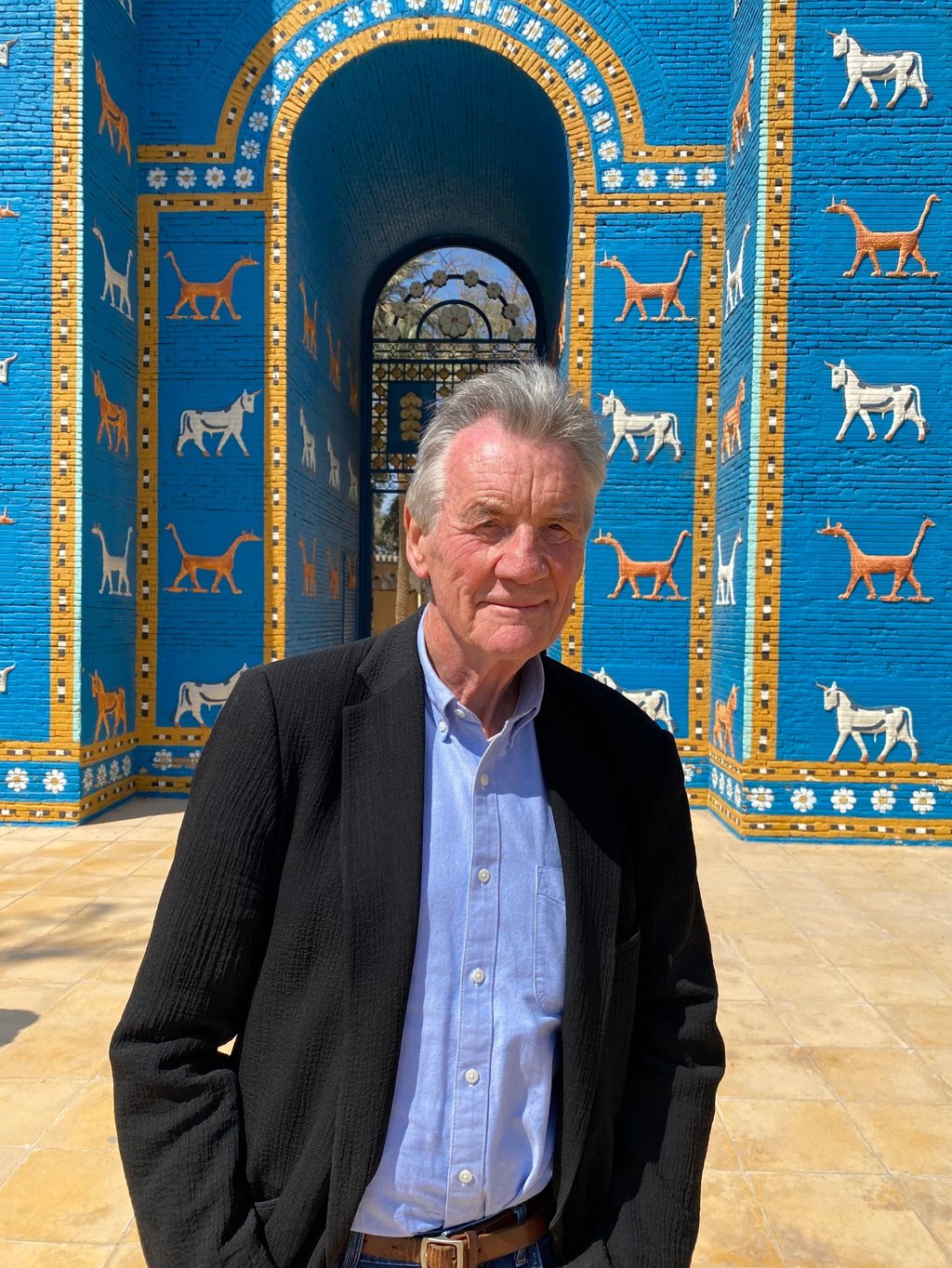 Michael Palin visits Babylon in a still from “Michael Palin: Into Iraq”. Photo: ITN Productions / Neil Ferguson