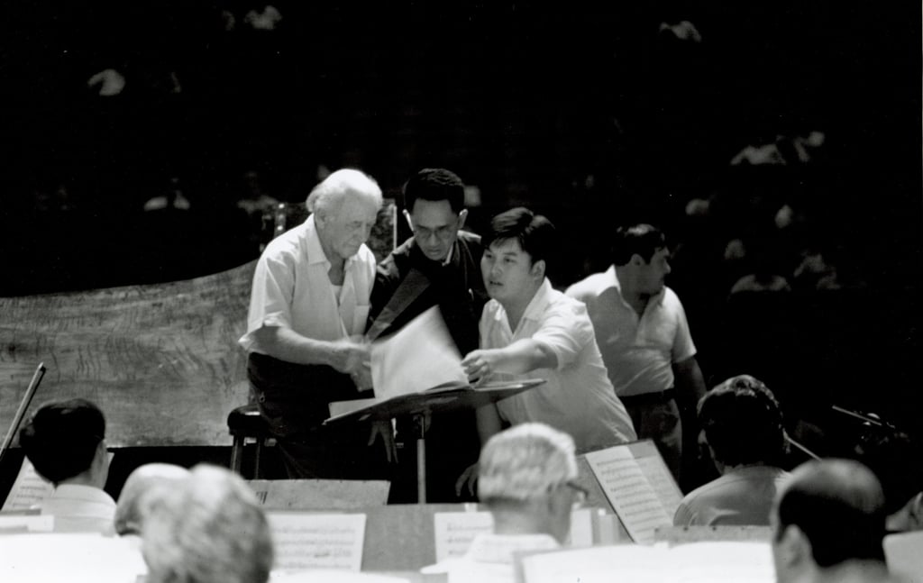A still from “Beethoven in Beijing”, which shows how the Philadelphia Orchestra under its conductor Eugene Ormandy (above, left) contributed to the ending of hostility between China and the United States with its 1973 visit. Photo: History Making Productions A still from “Beethoven in Beijing”, which shows how the Philadelphia Orchestra under its conductor Eugene Ormandy (above, left) contributed to the ending of hostility between China and the United States with its 1973 visit. Photo: History Making Productions