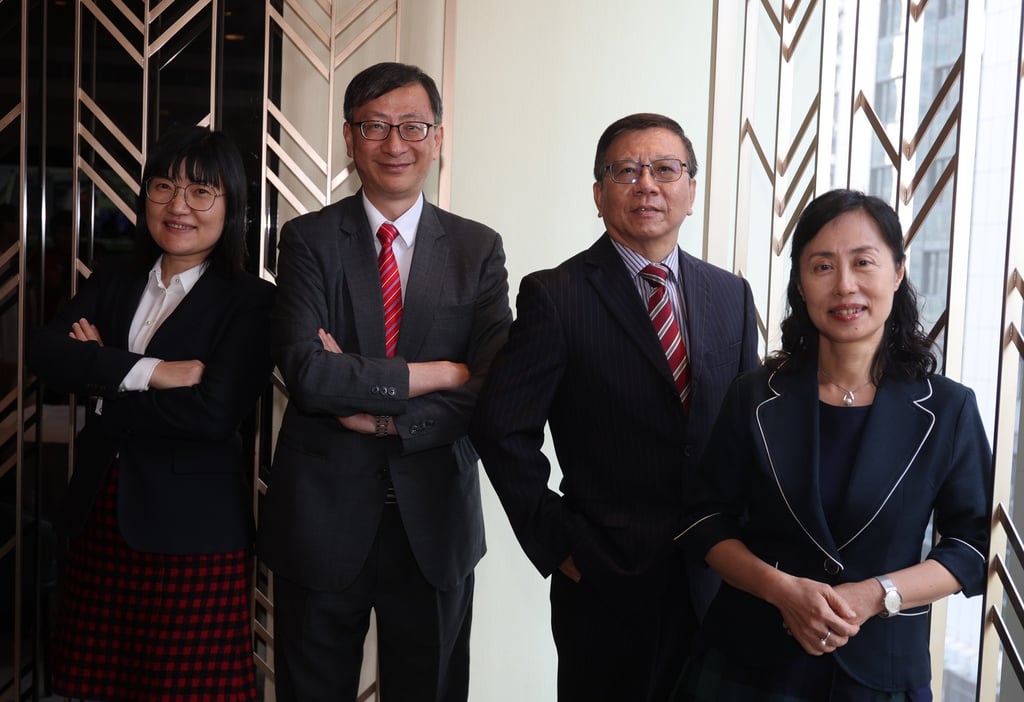 (From left) Graduate school dean Professor Michelle Gu Mingyue, Professor John Lee, Professor Gu Minkang and Professor May Cheng. Photo: Edmond So (From left) Graduate school dean Professor Michelle Gu Mingyue, Professor John Lee, Professor Gu Minkang and Professor May Cheng. Photo: Edmond So