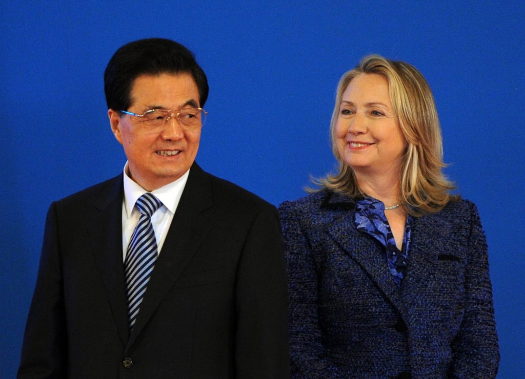 Former US secretary of state Hillary Clinton (right) and then Chinese president Hu Jintao meet in Beijing on May 3, 2012. Photo: AFP