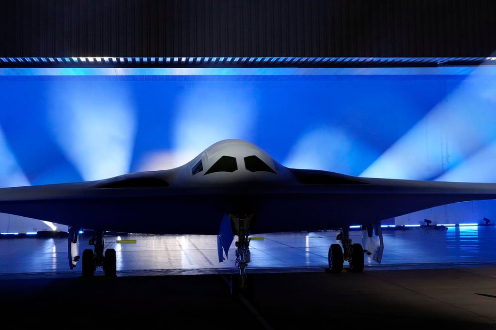The B-21 Raider stealth bomber is unveiled at Northrop Grumman in Palmdale, California, in December 2022. Photo: AP