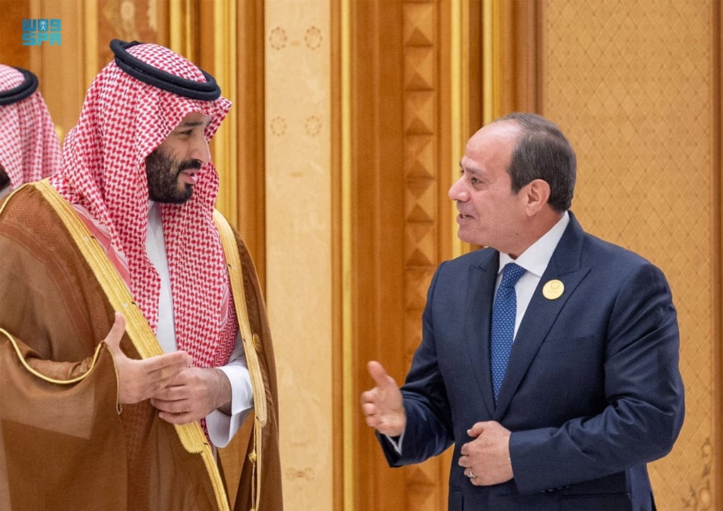 Saudi Crown Prince Mohammed bin Salman, left, and Egyptian President Abdel Fattah al-Sisi in Riyadh, Saudi Arabia on Saturday. Photo: Saudi Press Agency / Handout via Reuters Saudi Crown Prince Mohammed bin Salman, left, and Egyptian President Abdel Fattah al-Sisi in Riyadh, Saudi Arabia on Saturday. Photo: Saudi Press Agency / Handout via Reuters