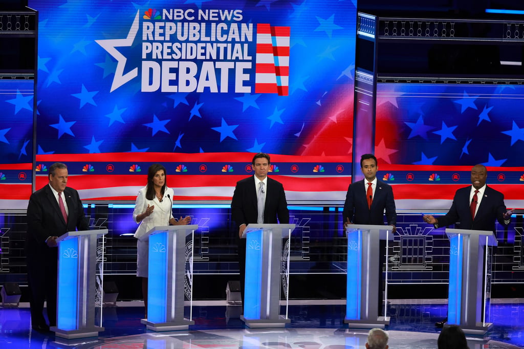 Republican presidential candidates at last week’s debate. Photo: TNS Republican presidential candidates at last week’s debate. Photo: TNS