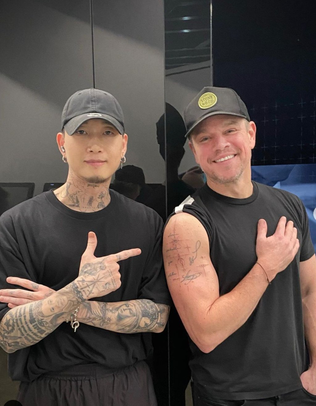 Mr. K shows off his work on Matt Damon’s body in January. Photo: @mr.k_tattoo/Instagram Mr. K shows off his work on Matt Damon’s body in January. Photo: @mr.k_tattoo/Instagram