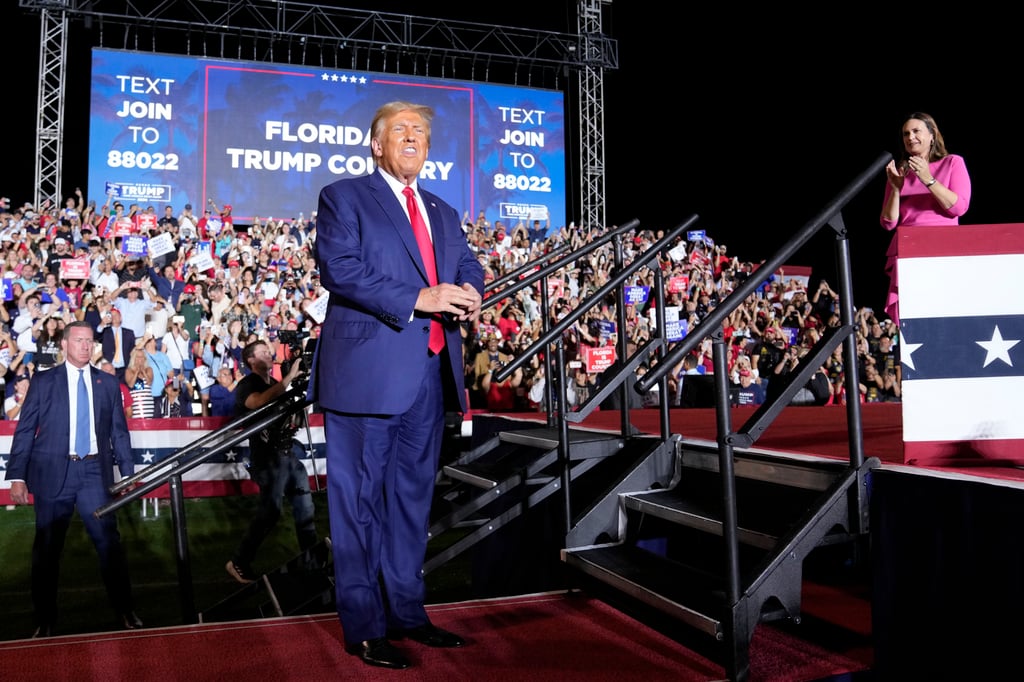 Donald Trump at a campaign rally in Hialeah, Florida. Photo: AP Donald Trump at a campaign rally in Hialeah, Florida. Photo: AP