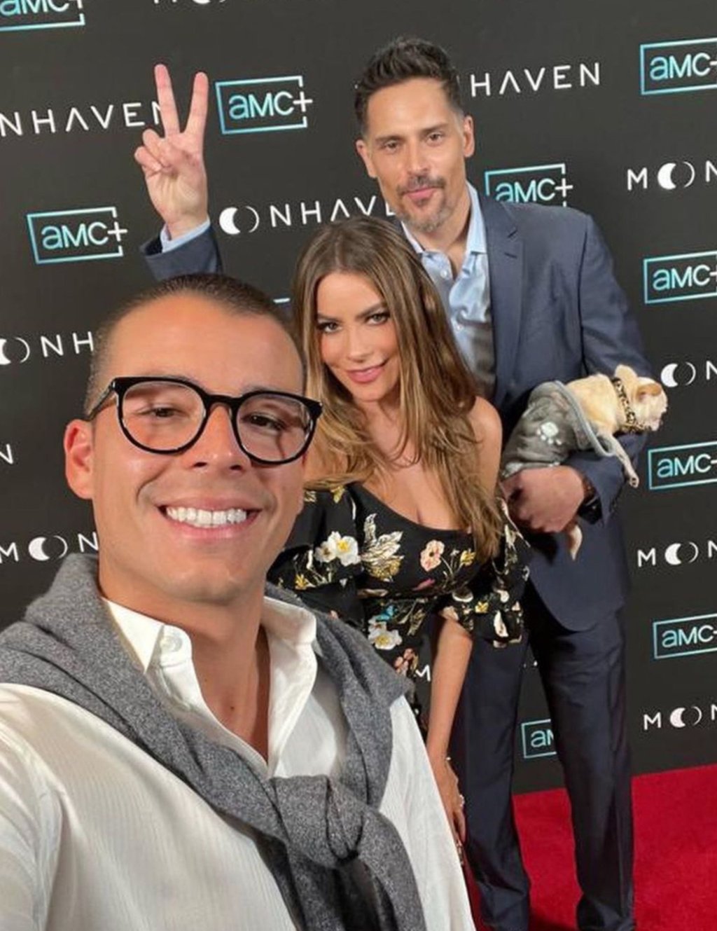 Manolo Gonzalez Vergara with Sofia Vergara and her ex-husband Joe Manganiello. Photo: @manologonzalezvergara/Instagram