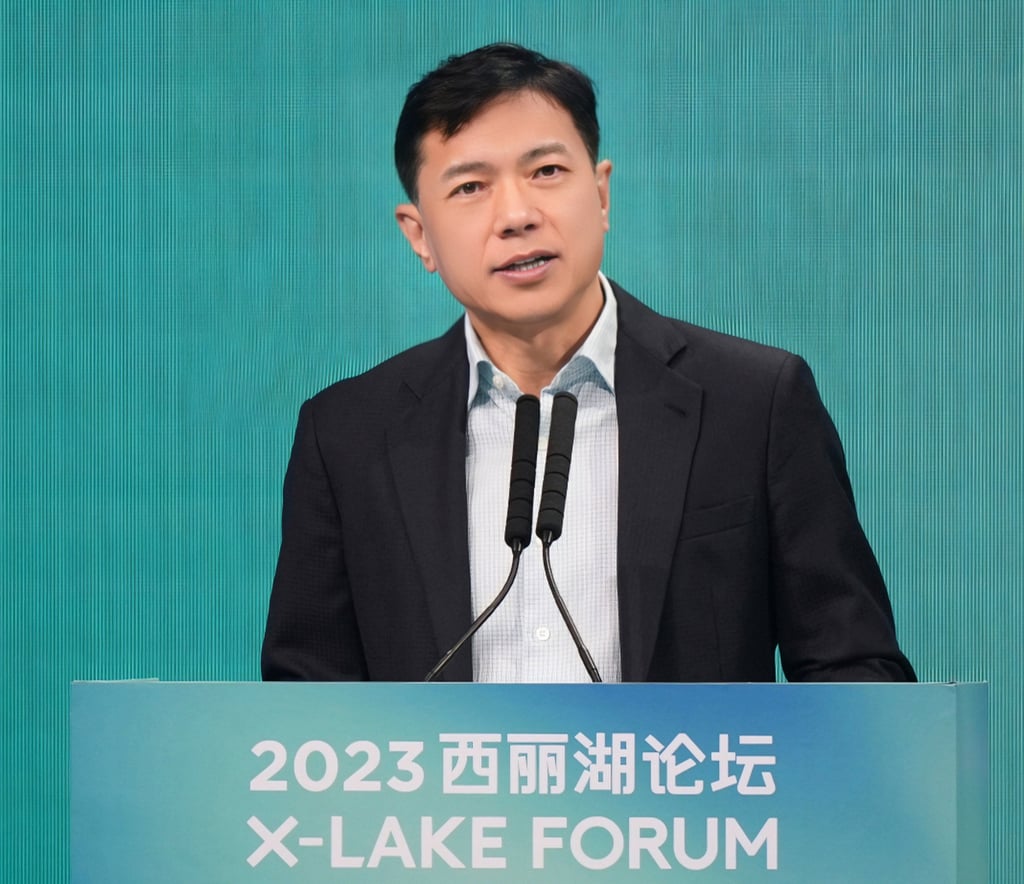 Baidu co-founder, chairman and chief executive Robin Li Yanhong speaks at the annual X-Lake Forum in Shenzhen on November 15, 2023. Photo: Handout Baidu co-founder, chairman and chief executive Robin Li Yanhong speaks at the annual X-Lake Forum in Shenzhen on November 15, 2023. Photo: Handout