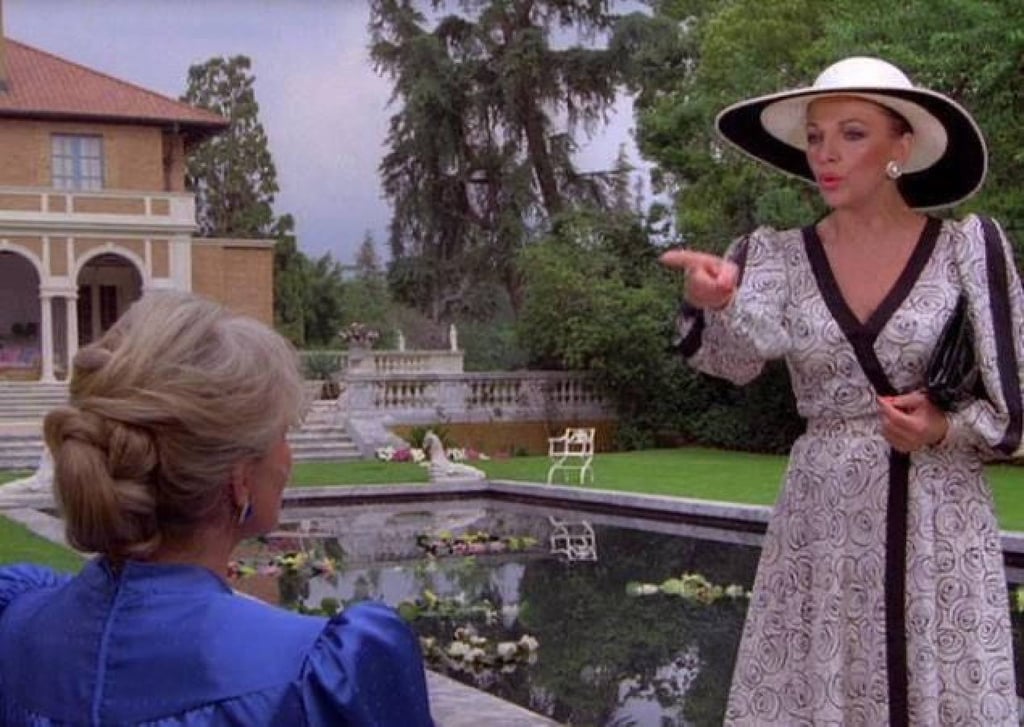 Joan Collins as Alexis (right) and Linda Evans as Krystle (left) in Dynasty, which was filmed at Filoli, the venue for the meeting between Xi and Biden. Photo: ABC