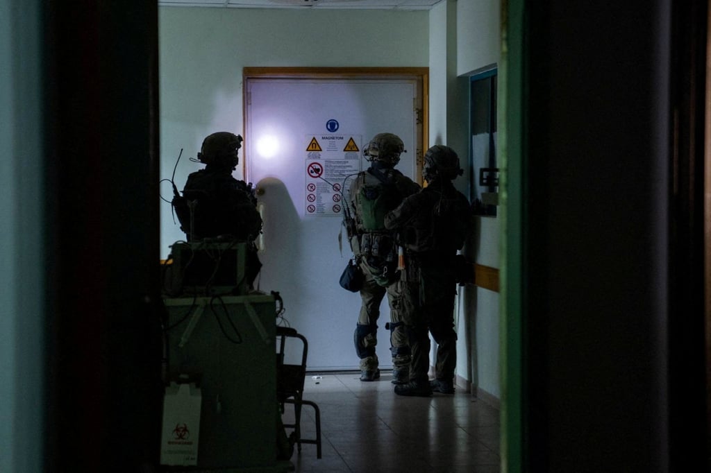 Israeli soldiers inside the al-Shifa hospital complex. Photo: Israel Defence Forces via Reuters Israeli soldiers inside the al-Shifa hospital complex. Photo: Israel Defence Forces via Reuters