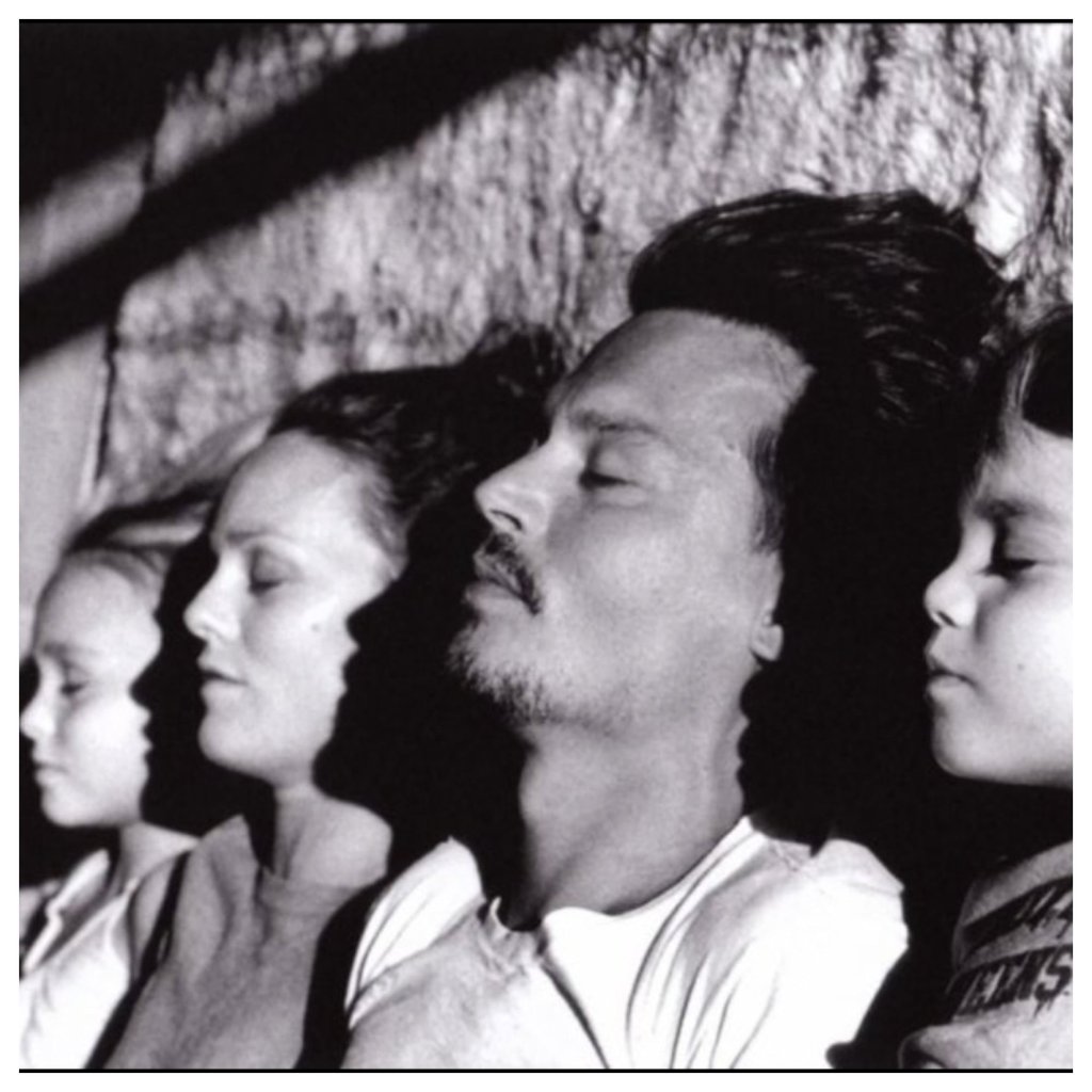 A photo of Johnny Depp, Vanessa Paradis and their two young children, Lily Rose and Jack, taken by François-Marie Banier. Photo: @VanessaParadisFans/Facebook
