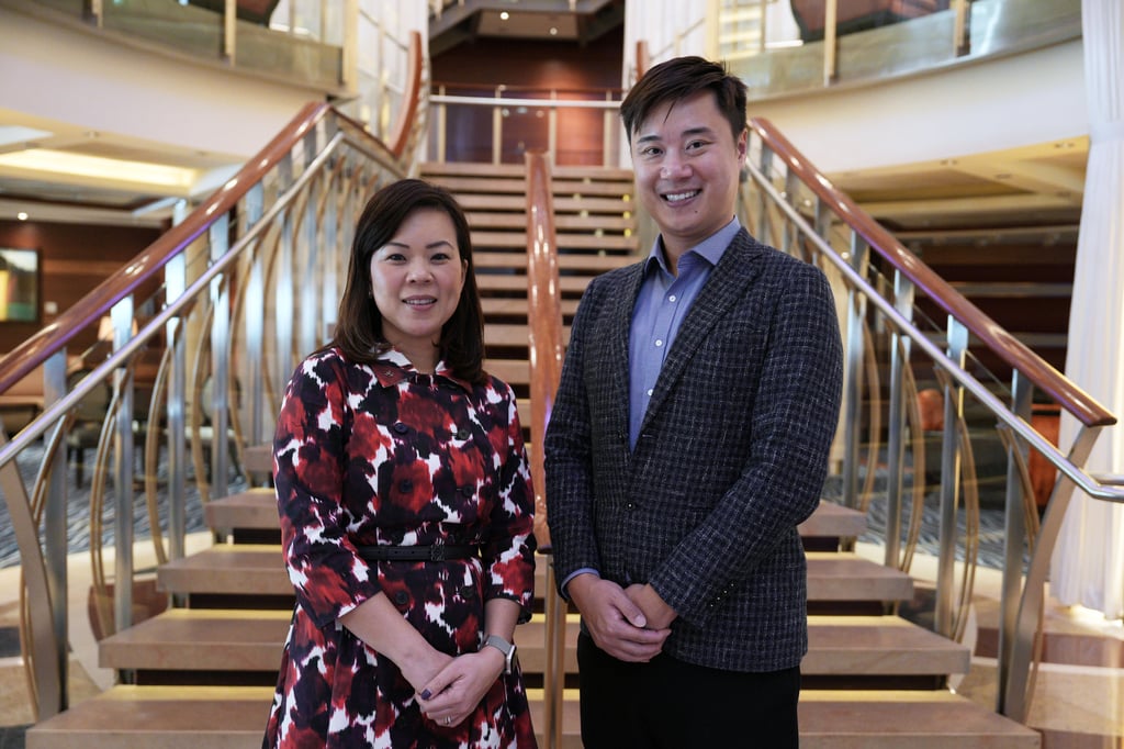 Royal Caribbean Group regional vice-president for government relations in Asia Wendy Yamazaki (left) and director of sales and marketing in Asia for Celebrity Cruises Adrian Au were in town to celebrate the ship’s first docking in the city. Photo: Harvey Kong Royal Caribbean Group regional vice-president for government relations in Asia Wendy Yamazaki (left) and director of sales and marketing in Asia for Celebrity Cruises Adrian Au were in town to celebrate the ship’s first docking in the city. Photo: Harvey Kong