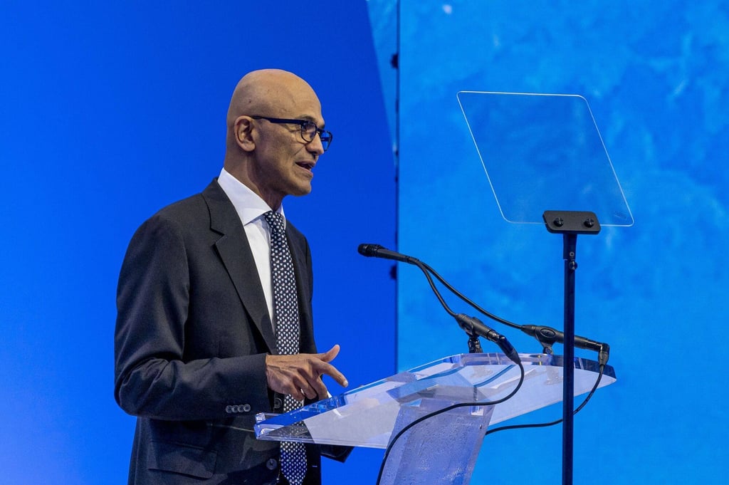 Microsoft CEO Satya Nadella speaks during the Asia-Pacific Economic Cooperation (Apec) CEO Summit in San Francisco on November 15, 2023. Photo: Bloomberg