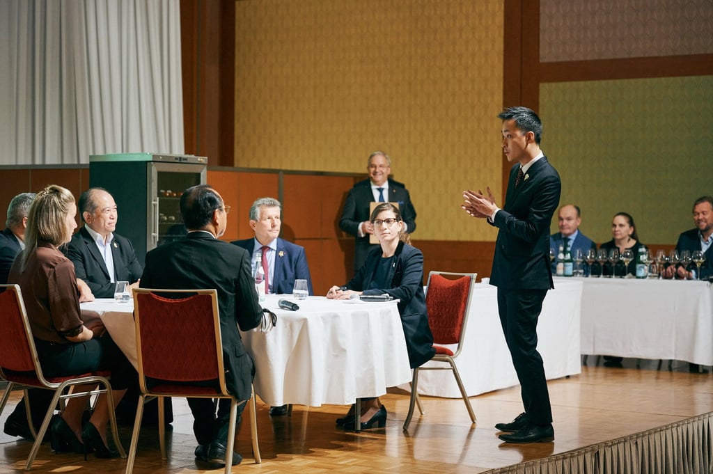 Ng at the final stage of The Best Sommelier of Asia and Oceania 2022 competition held in Tokyo, which he went on to win. Photo: courtesy of Mason Ng