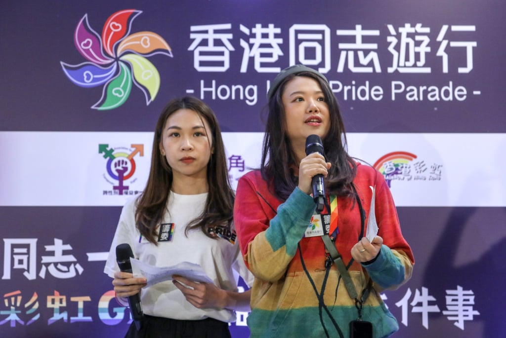 Cynthia Cheung (left) and Cuby Lee at the Kwun Tong exhibition. Photo: Xiaomei Chen Cynthia Cheung (left) and Cuby Lee at the Kwun Tong exhibition. Photo: Xiaomei Chen