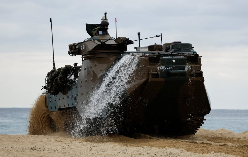 An Amphibious assault vehicle of Japanese Ground Self-Defense Force’s Amphibious Rapid Deployment Brigade takes part in a marine landing drill as a part of the country’s nationwide 05JX military exercises. Photo: Reuters