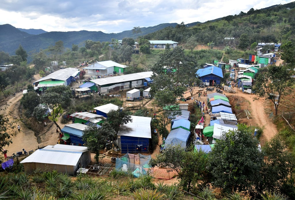 A relief camp for people who fled Myanmar, at the border village of Zokhawthar, Champhai district, in India’s northeastern state of Mizoram on November 15. Photo: Reuters A relief camp for people who fled Myanmar, at the border village of Zokhawthar, Champhai district, in India’s northeastern state of Mizoram on November 15. Photo: Reuters