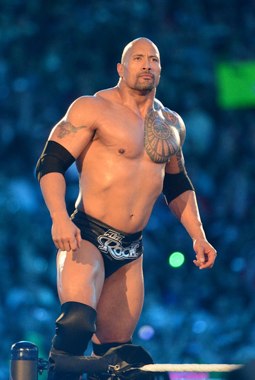 Dwayne ‘’The Rock’’ Johnson looks on during his match against John Cena during WrestleMania XXVIII at Sun Life Stadium, in 2012, in Miami Gardens, Florida. Photo: Sports Imagery/Getty Images