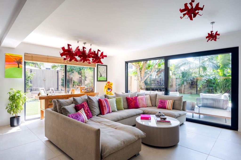The Perry household’s living room. Styling: Flavia Markovits. Photo: Eugene Chan The Perry household’s living room. Styling: Flavia Markovits. Photo: Eugene Chan