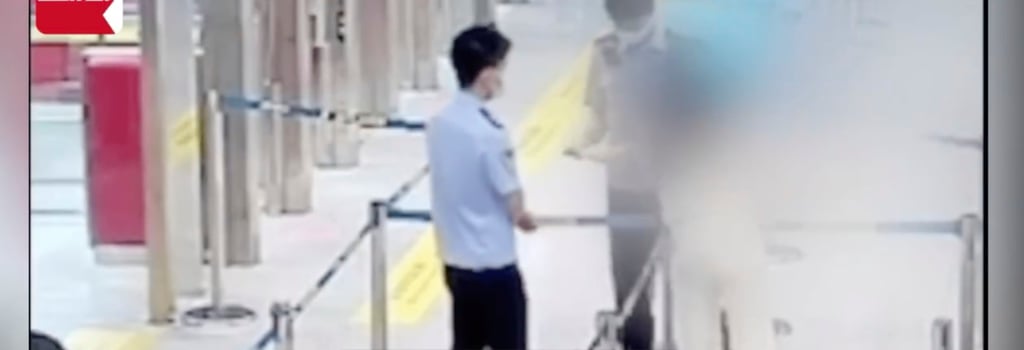 The woman, who was on her way to Japan, became visibly nervous when immigration officers began examining her travel document. Photo: Weibo The woman, who was on her way to Japan, became visibly nervous when immigration officers began examining her travel document. Photo: Weibo