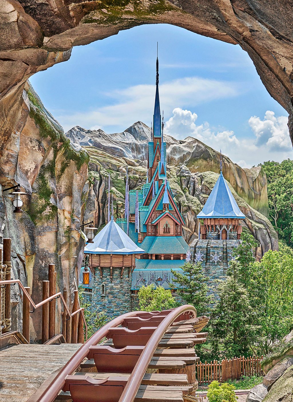 Arendelle Castle, inside World of Frozen at Hong Kong Disneyland Resort, is an iconic focal point in the landscape of the new themed land.