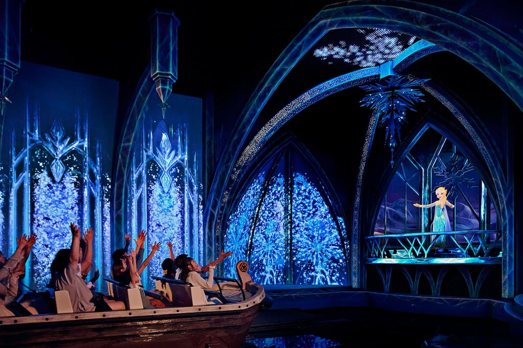 The family-friendly Frozen Ever After attraction takes guests on a magical journey through the kingdom of Arendelle, where characters from the Frozen films, including Elsa (above), have been brought to life through highly advanced, all-electric Audio-Animatronics technology at Hong Kong Disneyland Resort’s World of Frozen themed land.