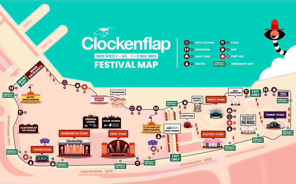 The festival map for Clockenflap December 2023. Illustration: Clockenflap