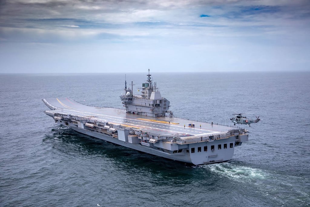 The Indian Navy’s aircraft carrier ‘Vikrant’ sets out as it commenced its sea trials. Photo: Indian Navy/AFP The Indian Navy’s aircraft carrier ‘Vikrant’ sets out as it commenced its sea trials. Photo: Indian Navy/AFP