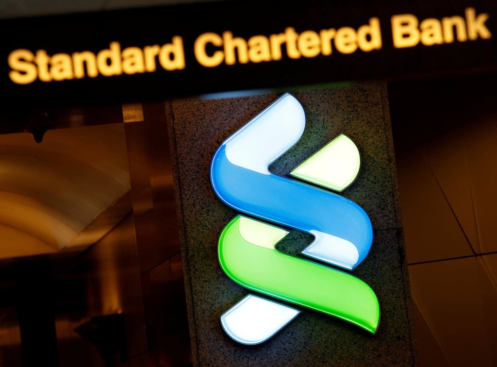 A logo of Standard Chartered is displayed at its main branch in Hong Kong. Photo: Reuters