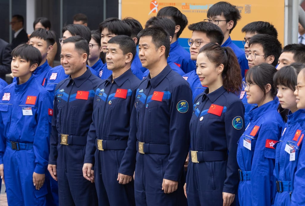 Mainland astronauts attend the opening ceremony of the two-part China Manned Space Exhibition. Photo: Handout