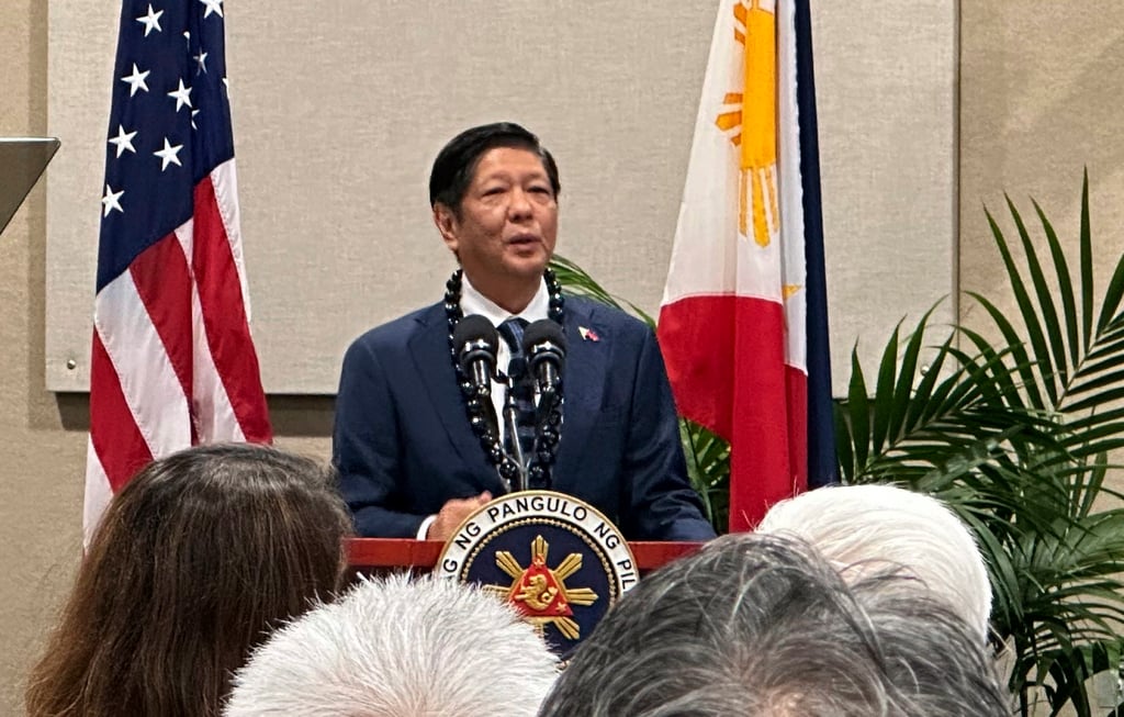 Philippine President Ferdinand Marcos Jnr speaks at the Daniel K. Inouye Asia-Pacific Centre for Security Studies in Honolulu, Hawaii, on November 19. Photo: AP