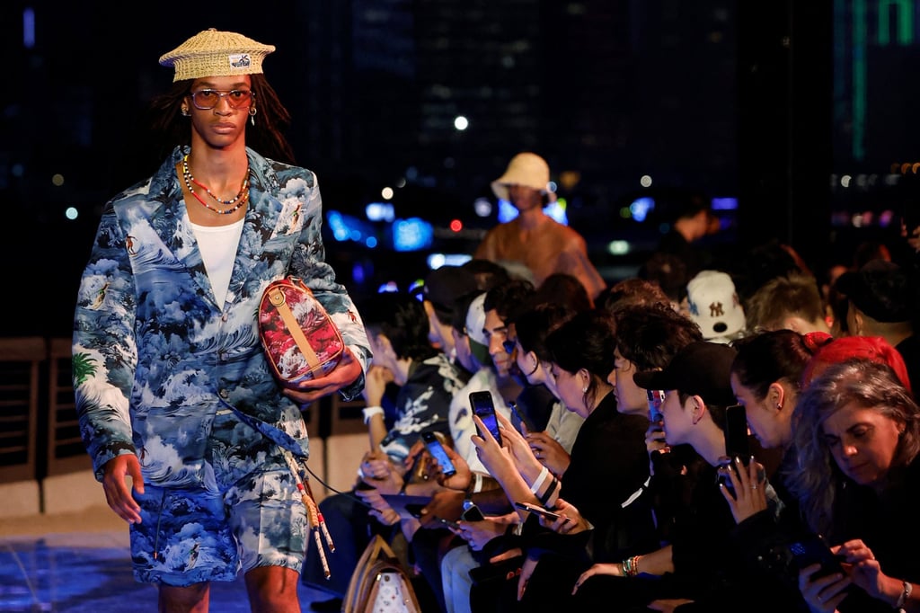 A model in a look designed by Pharrell Williams for Louis Vuitton during its men’s pre-fall 2024 show in Hong Kong, on November 30. Photo: Reuters A model in a look designed by Pharrell Williams for Louis Vuitton during its men’s pre-fall 2024 show in Hong Kong, on November 30. Photo: Reuters