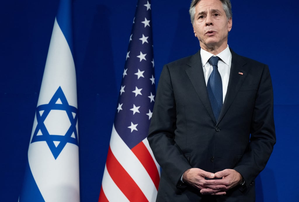 US Secretary of State Antony Blinken speaks to reporters before a meeting with Israeli Defence Minister Yoav Gallant in Tel Aviv on Thursday. Photo: Reuters US Secretary of State Antony Blinken speaks to reporters before a meeting with Israeli Defence Minister Yoav Gallant in Tel Aviv on Thursday. Photo: Reuters