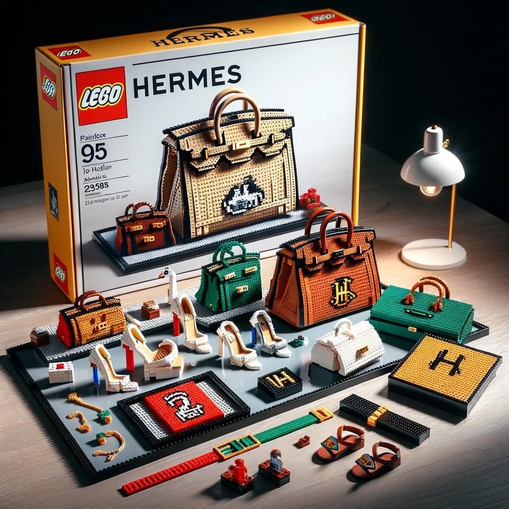 An AI-generated image showing Lego Hermès shoes and other accessories as well as the iconic Birkin bag. Photo: @glam.tol/Instagram An AI-generated image showing Lego Hermès shoes and other accessories as well as the iconic Birkin bag. Photo: @glam.tol/Instagram